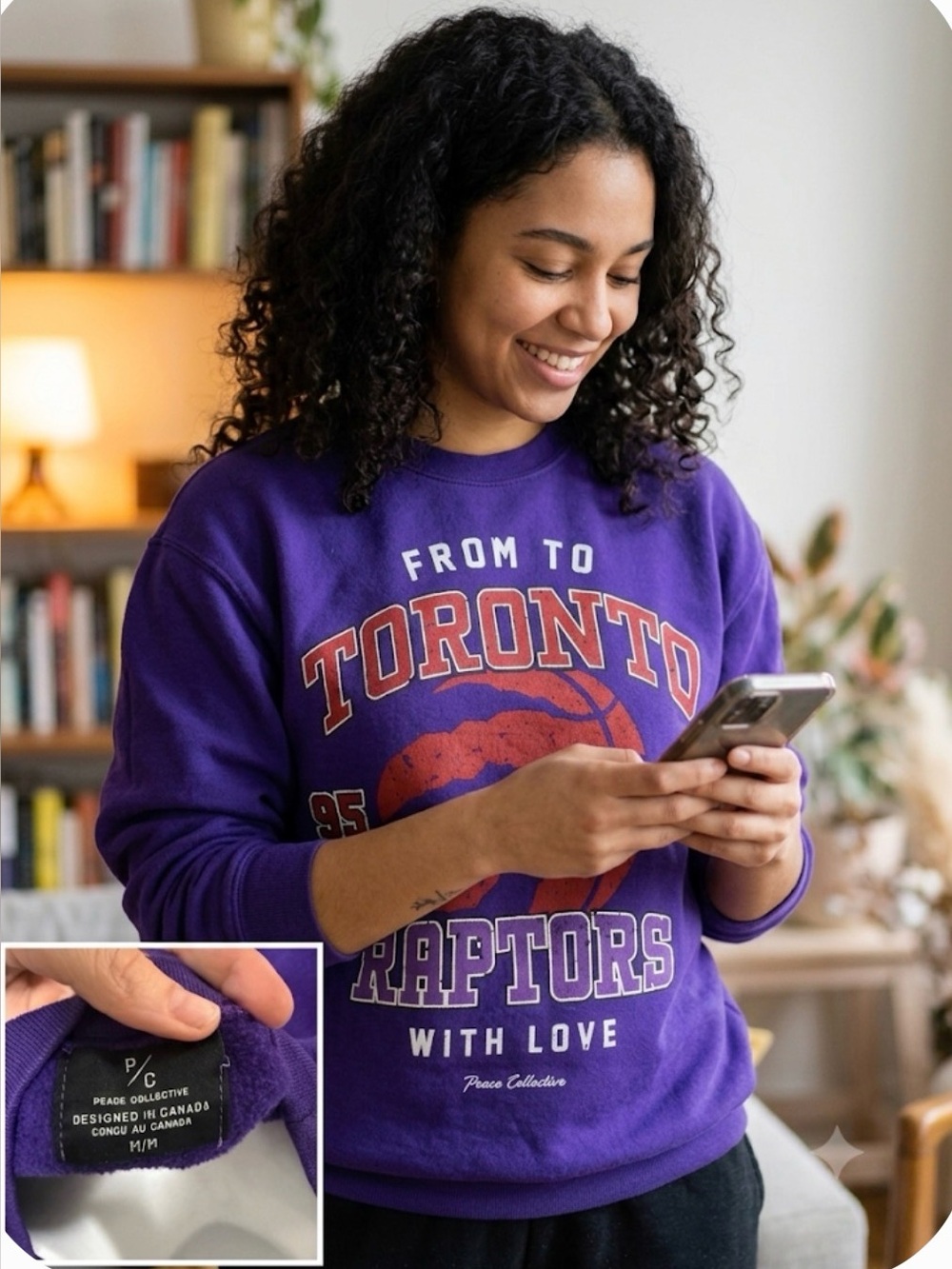 Peace Collective Toronto Raptors Purple Graphic Crewneck Sweater